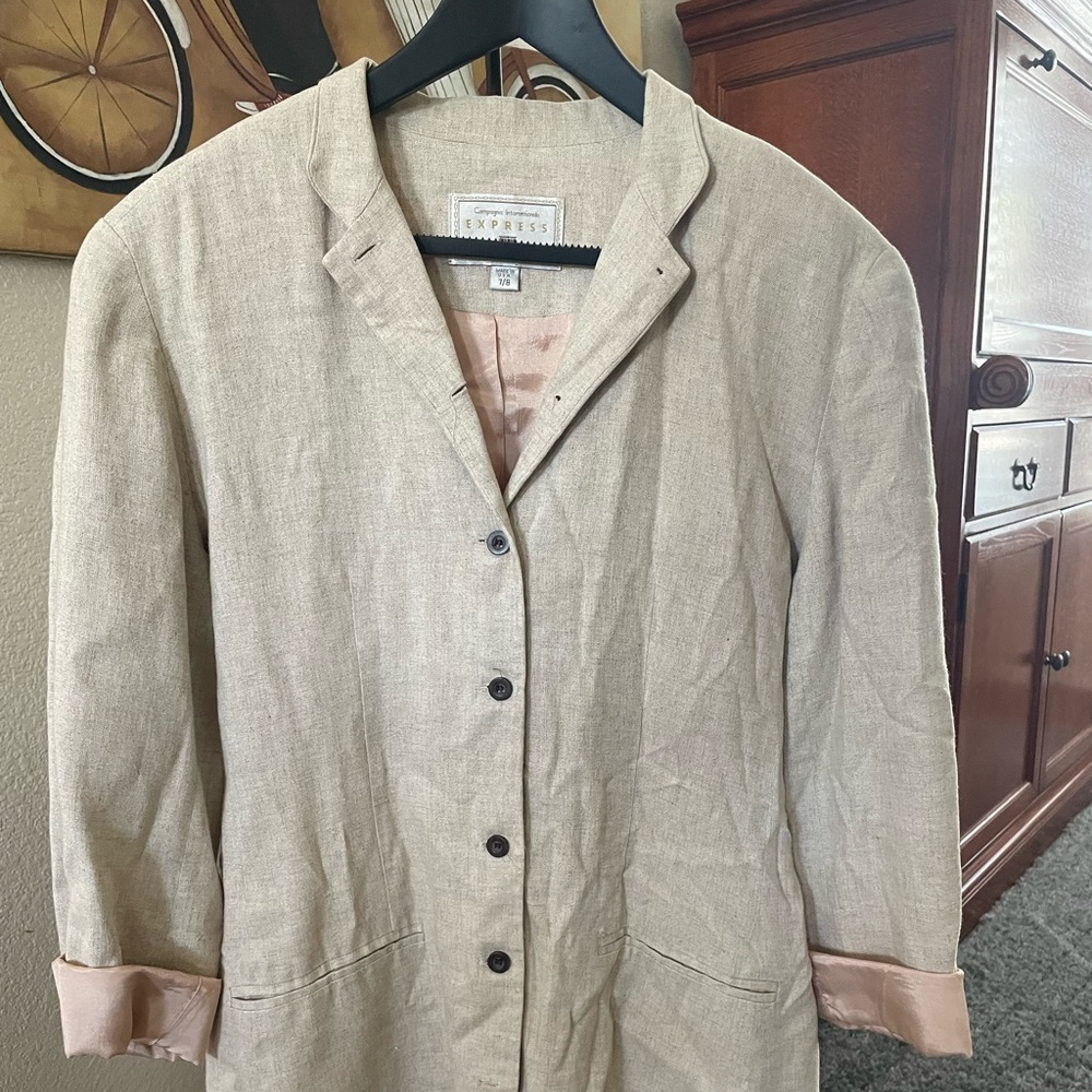 Campagnie Internationale Express lined jacket, long sleeved, light brown.